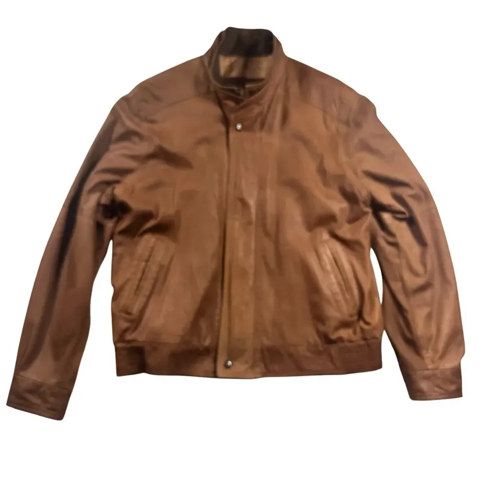 Remy Vintage Brown Leather Flight Bomber Jacket Made in USA Size 42 / Large